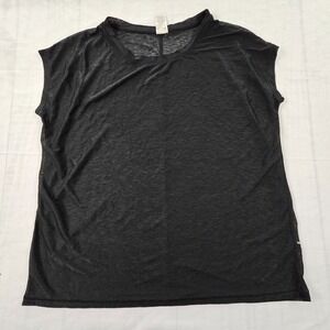 Champion Black Sleeveless Sheer Polyester Performance T-Shirt Women's M